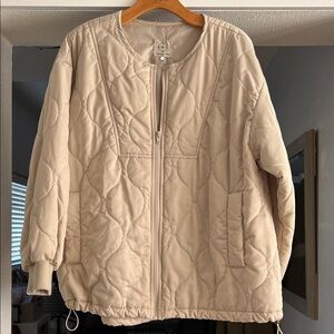 bebe Light Beige Quilted Puffer Jacket